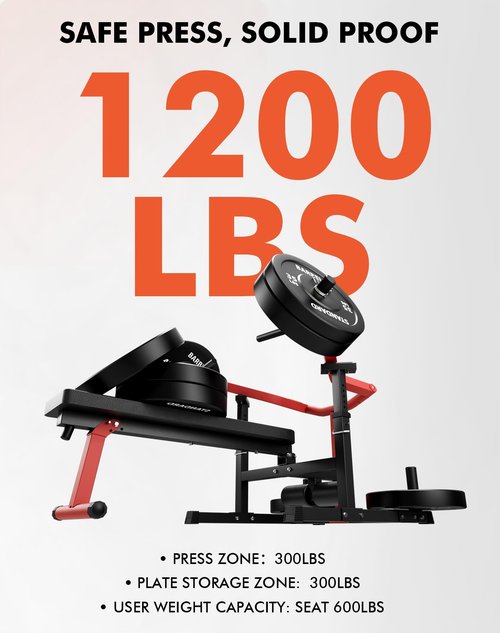 GMWD Chest Press Machine, 1250LBS Bench Press Machine with Independent Converging Arms, Adjustable Flat Incline Bench for Chest, AB Workouts, Shoulder Home Gym Equipment, Red, V1