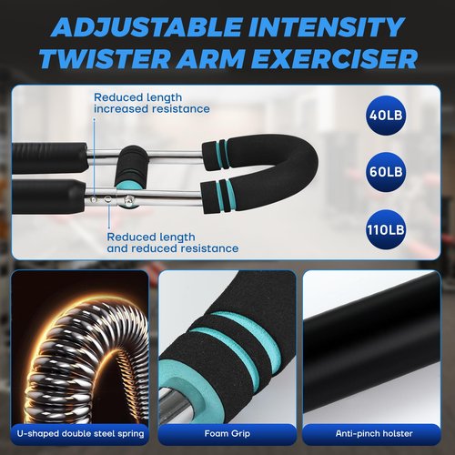 Twister Arm Trainer, 40-110 Lb Adjustable Spring Resistance Chest & Arm Workout Equipment, Detachable Portable Trainer for Home Workout Equipment