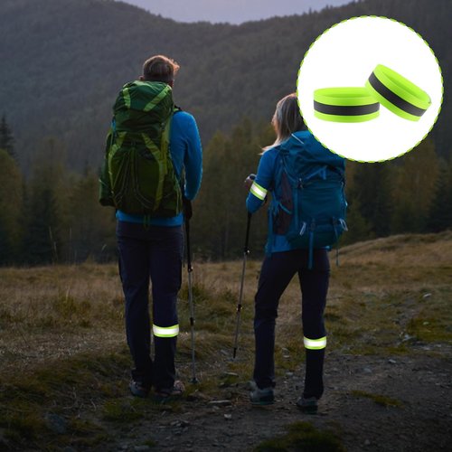Alrhso 4 Pcs Reflective Arm Band Reflective Running Straps Ankle Strap High Visibility Adjustable Running Gear Elastic Wristbands for Jogging, Cycling, Walking Accessories