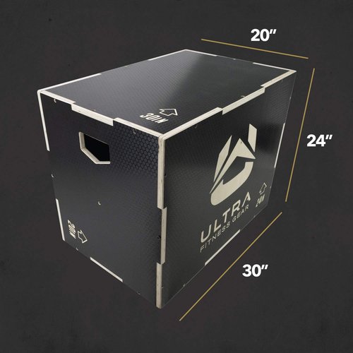 Ultra Fitness Gear Wooden Plyo Box, 31 Plyometric Jump Training Squat, Step Up, Jumps & More Workout Size S, M, L, XL, Home Gym Exercise Equipment (Black Anti-Slip, X-Large 30/24/20)