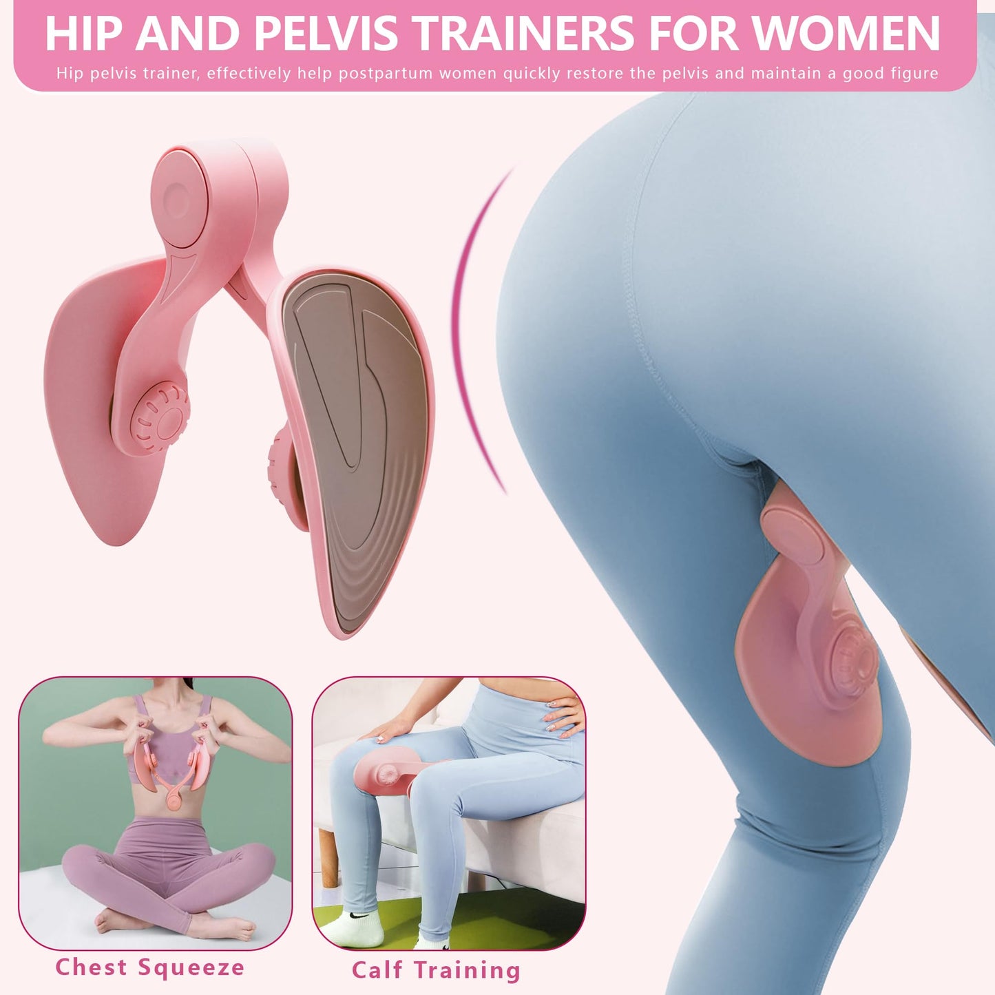 Inner Thigh Exerciser Thigh Trainer Kegel Exerciser, Pelvic Floor Muscle Trainer with Resistance Band -Inner Thigh & Hip Exercise Equipment for Women and Men - Postpartum Rehabilitation Home Workout