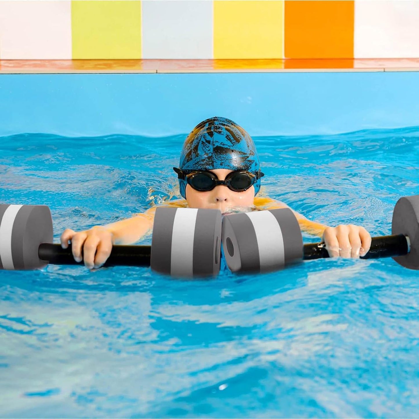 2-Pack Aquatic Foam Dumbbells - Lightweight EVA Pool Exercise Equipment for Water Aerobics & Resistance Training - Perfect for Swimming Pool Workouts