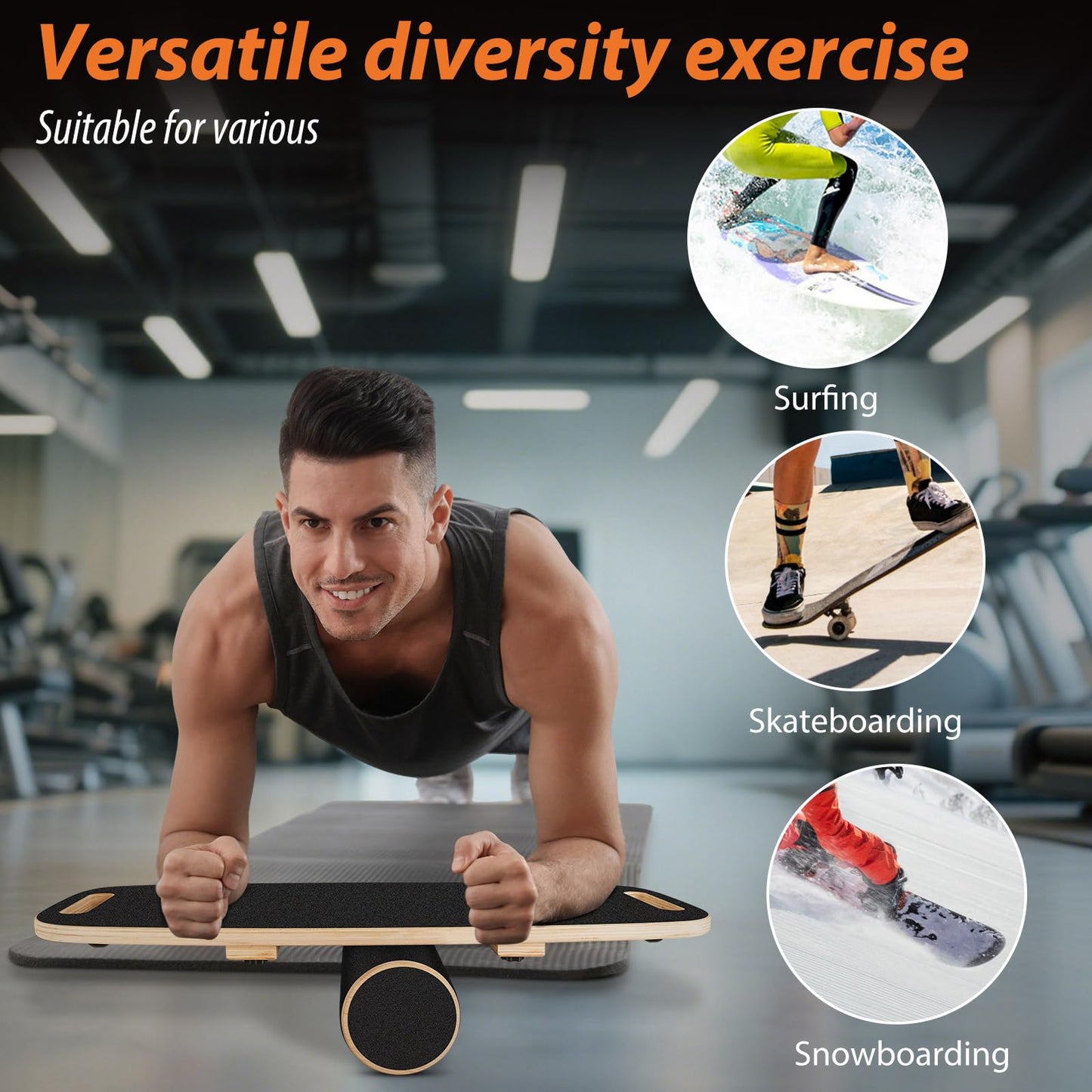 Balance Board for Adults | Wobble Board with Adjustable Stoppers - 3 Different Distance Options | Wooden Balance Boards for Improve Balance, Surf Trainer & Physical Therapy