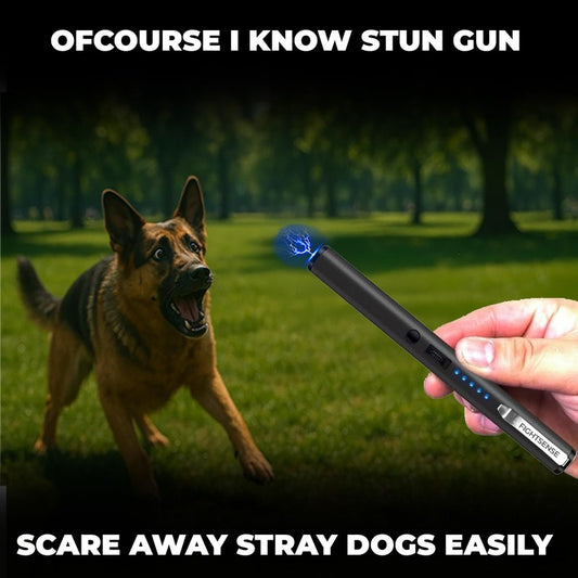FIGHTSENSE Pen Stun Gun for Self Defense Battery Life Indicator, Belt Clip, Pen Flashlight stun Gun for Women self Defense (Raven)