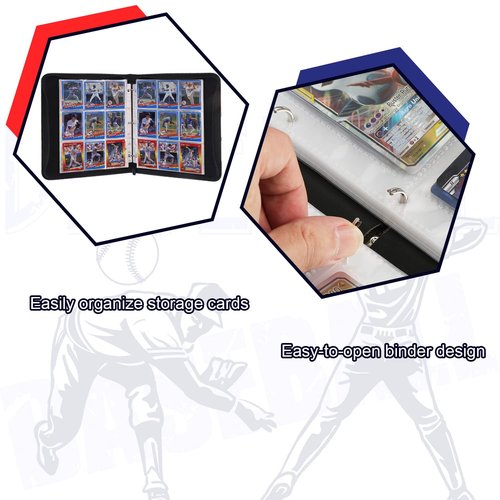 CECOKESO Trading Card Binder with Sleeves, Sports Card Binder Collectible Trading Card Albums with 50 Removable Sleeves (Blue, 9 Pocket)