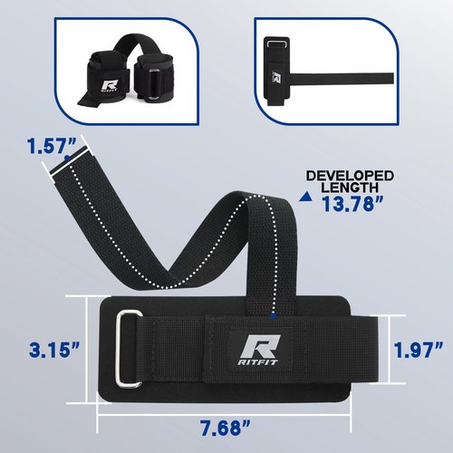 RitFit Wrist Wraps, Wrist Straps for Weightlifting, Wrist Support for Working Out, Bodybuilding, MMA, Powerlifting, Strength Training, Men & Women, Black