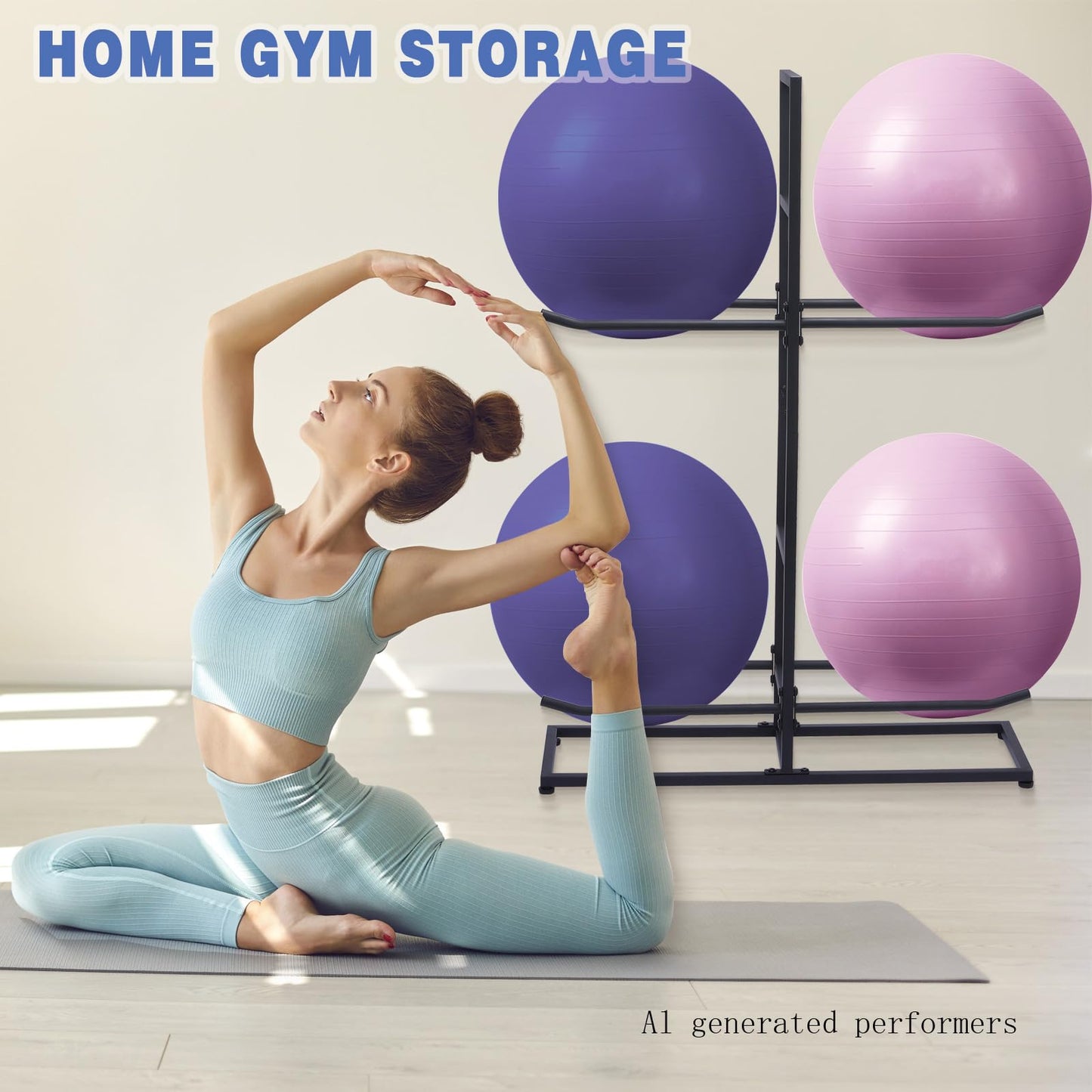 MEIPEIQIZHI Medicine Ball Rack, Stabilising Ball Rack, Yoga Ball Holder Exercise Ball Holder Equipment Storage Rack for ommercial Gym, Studios, Home Gyms