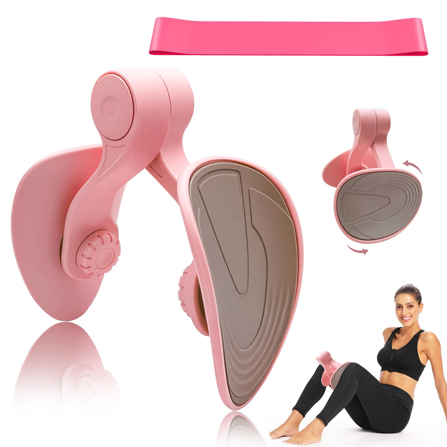 Inner Thigh Exerciser Thigh Trainer Kegel Exerciser, Pelvic Floor Muscle Trainer with Resistance Band -Inner Thigh & Hip Exercise Equipment for Women and Men - Postpartum Rehabilitation Home Workout