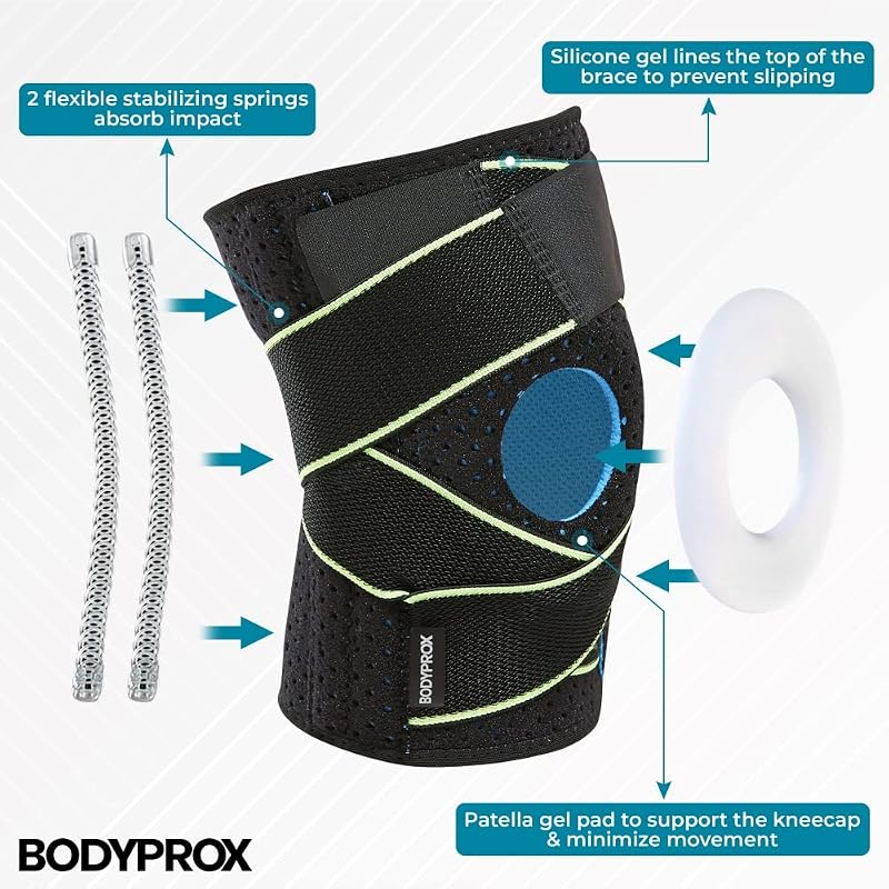 Bodyprox Knee Brace with Side Stabilizers & Patella Gel Pads - Large