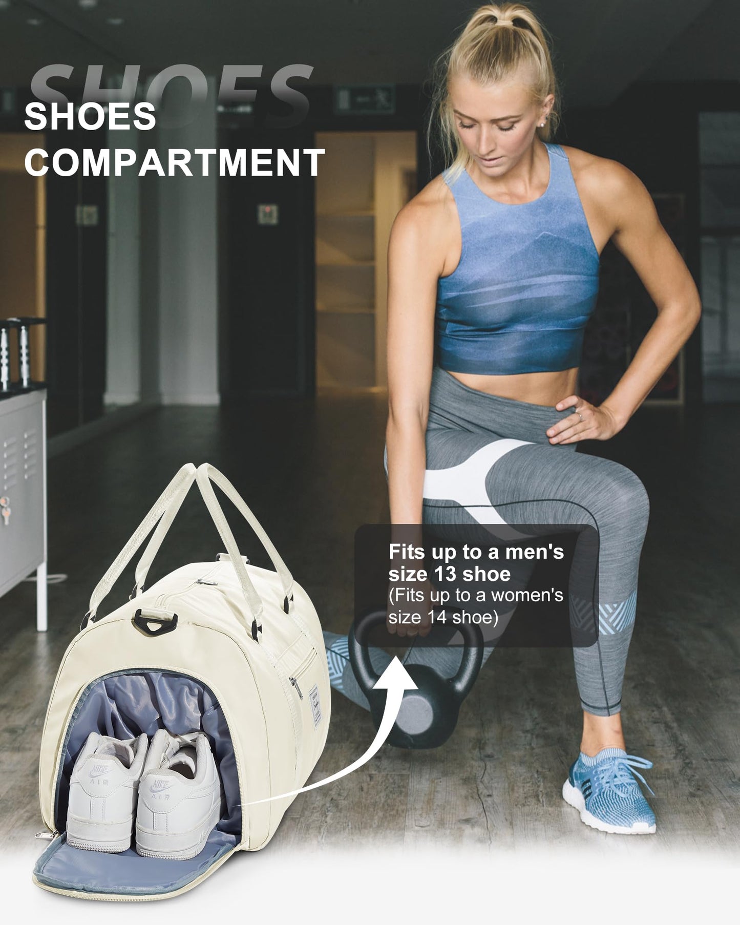 Gym Bag Womens Mens with Shoes Compartment and Wet Pocket Travel Duffel Bag for Women for Plane Sport Gym Tote Bags Swimming Yoga Small Waterproof Weekend Overnight Carry on Bag Hospital Holdalls