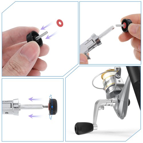 Fishing Spin Reel Handle, Fishing Reel Crank Rotary Knob Power Handle, Spin Reels Replacement Grip Parts, Silver