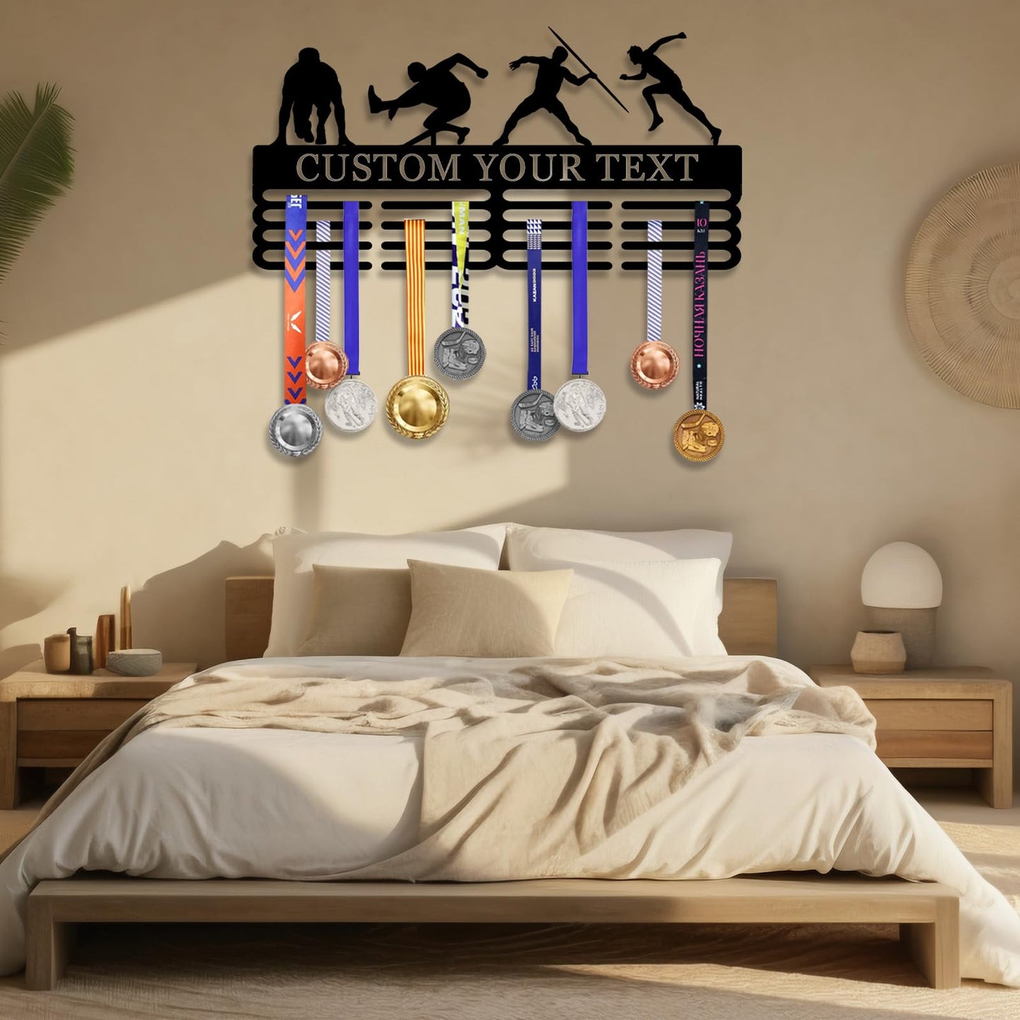 Personalized Medal Hanger Holder Display Wall Rack Frame - Custom Sports Race Plaques Hanger for Wall Mount, Trophy Medal Display Shelf, Medal Display Hanger for Marathon, Karate, Running, Race