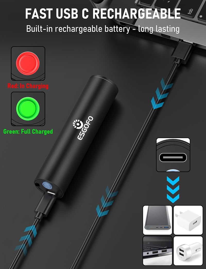 365nm UV Flashlight Mini USB-C Rechargeable, 1200mAh, Aluminum Body