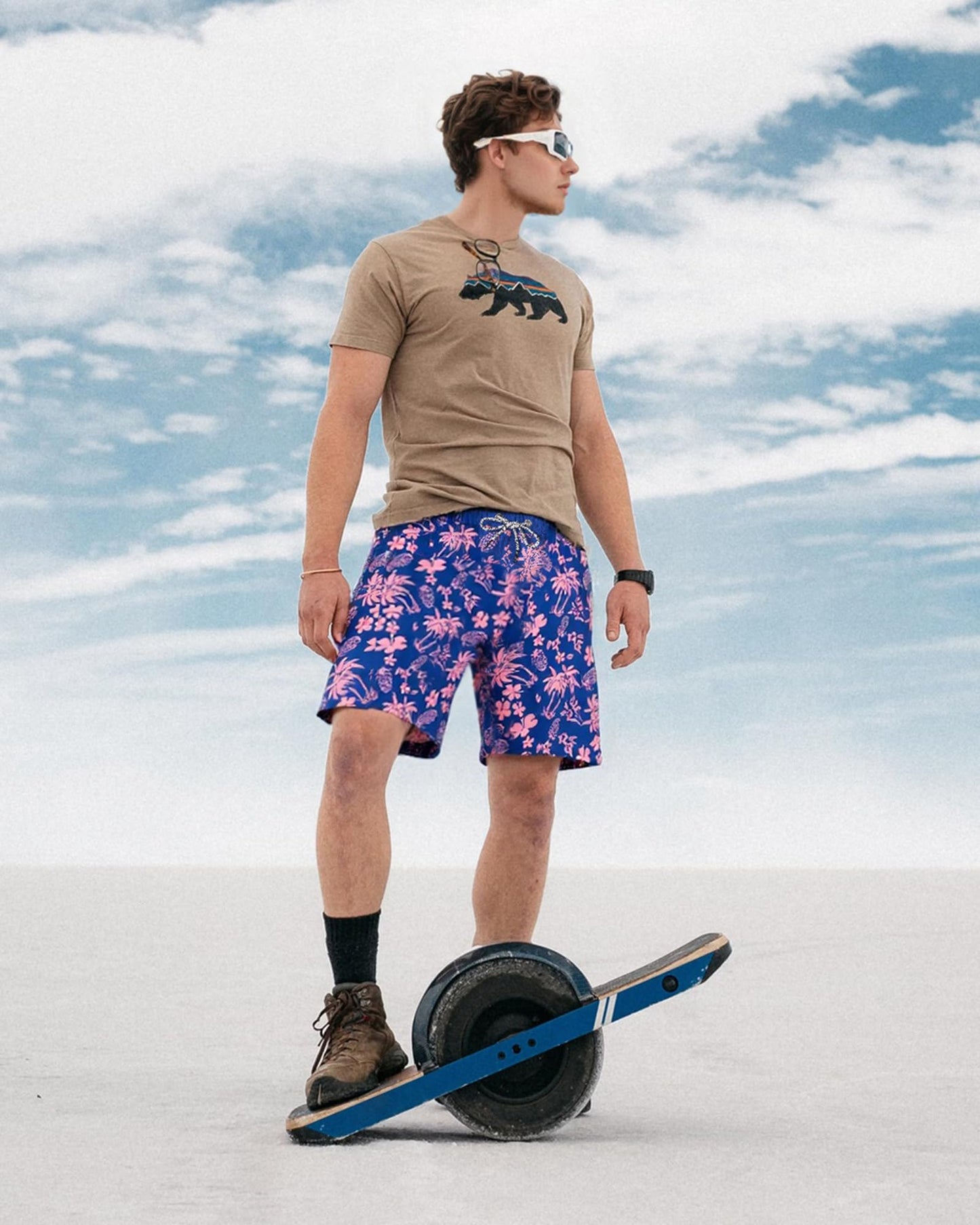 SURF CUZ Mens Swim Trunks 7" Swimming Trunks with Mesh Liner Quick Dry Swim Shorts for Men Swimwear Bathing Suits Pockets,Pink Coconut Grove,L