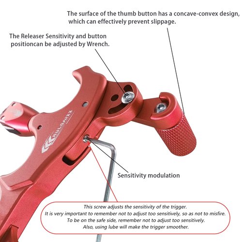 xxiaojun Composite Bow and Arrow Release, 3 or 4 Finger Hand Held Grip, Thumb Release Aluminum Alloy Assist for Compound Bow Accessory, Adjustable Sensitivity, Sports Competition. … (red)
