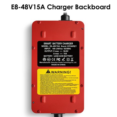 EPOWREY 15 AMP 48 Volt Golf Carts Battery Charger for Club Car 3-Pin Round Plug,for Lead Acid Battery