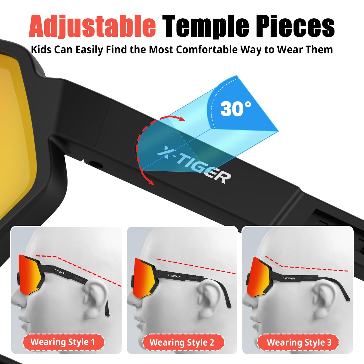 X-TIGER Polarized Youth Baseball Sunglasses UV400 Kids Sunglasses Boys Girls 8-12 Youth for Softball Cycling Sports Glasses