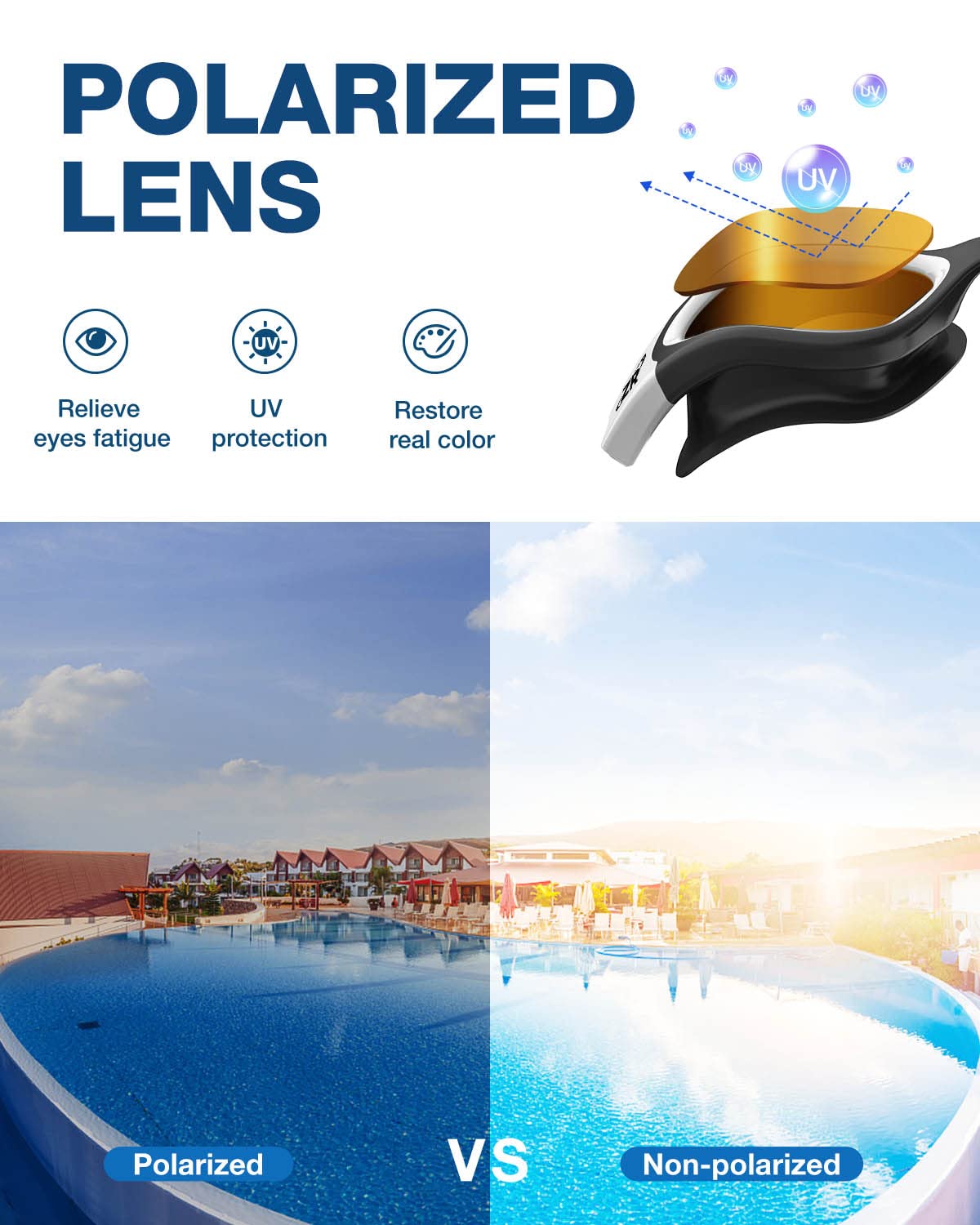 ZIONOR Swim Goggles, Upgraded G1 Polarized Swimming Goggles Anti-fog for Adult Men Women C0 (Polarized + Bright Miror Coffee Gold)