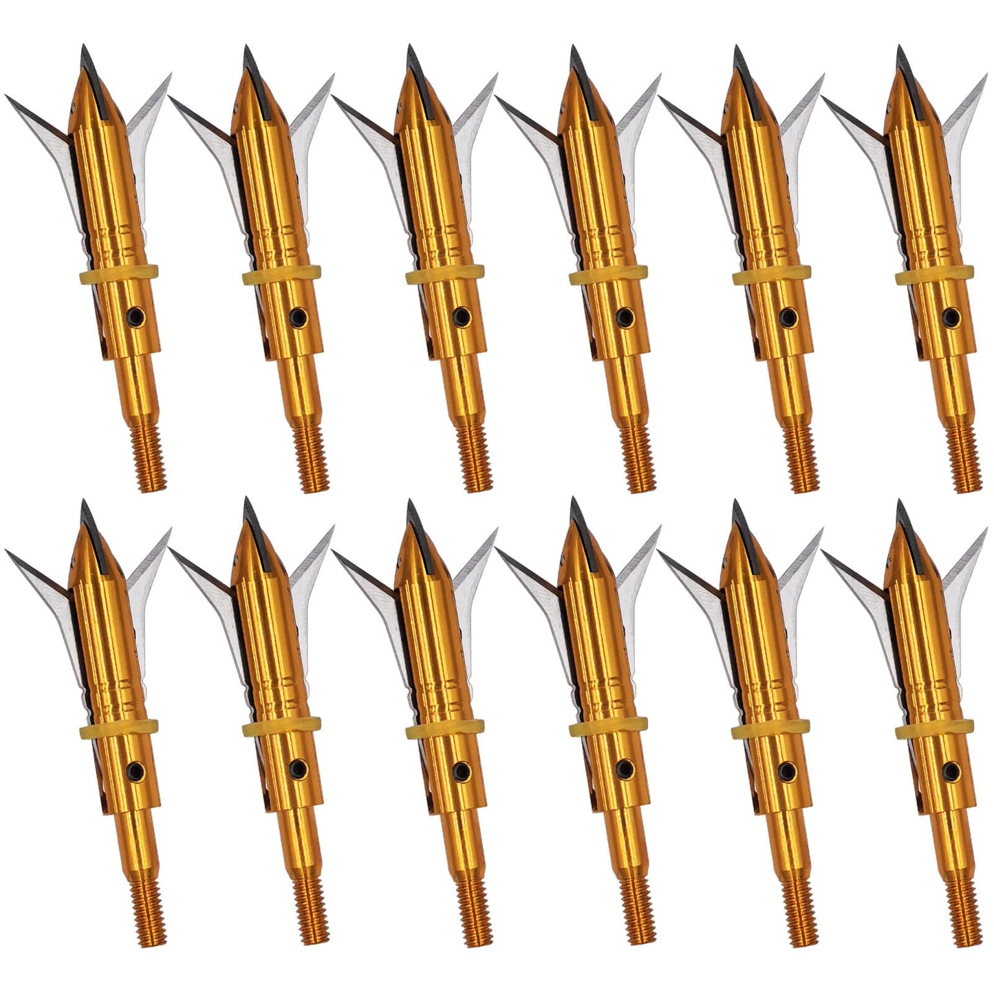 Flying Swifts Hunting Broadheads 12PK Cutting Blade Archery Broadhead 100Grain Screw-in Arrow Heads Arrow Tips Compatible with Traditional Bows and Compound Bow (Gold)