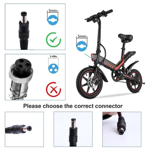 EVAPLUS 54.6V Electric Bike Power Adapter, Electric Scooter Charger for 48V Lithium Battery, 5.5mm DC Connector for 2.5mm/2.1mm
