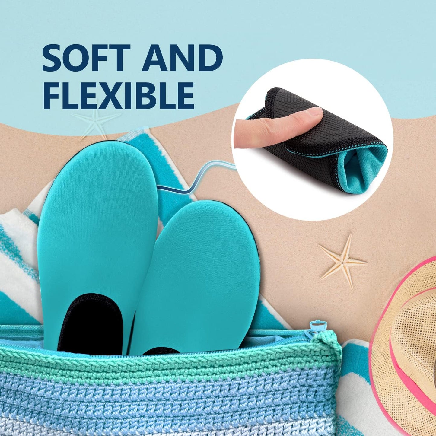 JACKSHIBO Water Shoes for Women Men Swim Shoes Water Socks for Cruise Essentials Swimming Aqua Beach Pool Yoga Surf