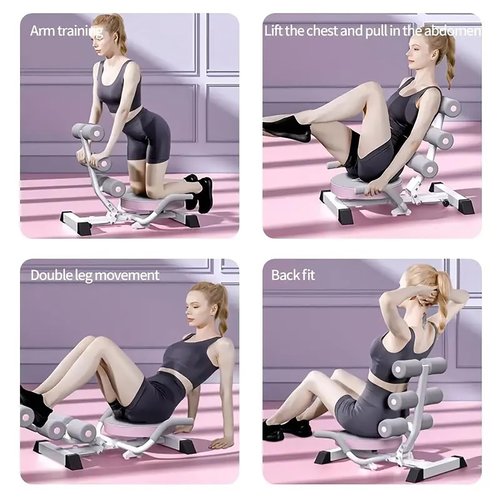 Vicamy Sit Up Assistant, Thickened and Enlarged Springs & 360° Rotating Base, Multi-Functional Full-Body Exercise Equipment, Silent Design for Men & Women (Pink)