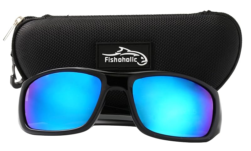 Fishoholic Polarized Bi-Focal Fishing Sunglasses with 1.5x, 2.0x or 2.5x (Variation: Black +2.5 Blu)