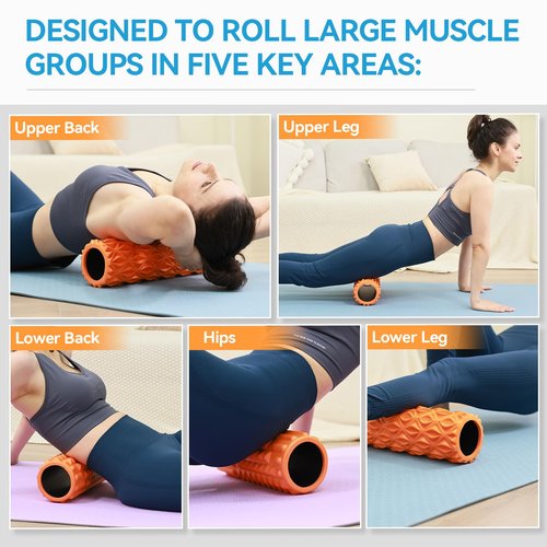 Zmarthumb Foam Roller - 15 inch Deep Tissue Massager for Muscle Massage, Myofascial Trigger Point Release, Exercise, Yoga, Pilates & Stretching(Orange)