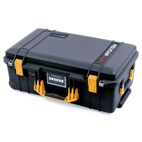 Pelican Air 1535 Carry-on Case by ColorCase - Black - Medium Size Waterproof Case (Case Only) - Yellow Handles & Latches, 015350-0000-110-241
