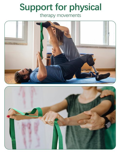 Stretching Yoga Strap for Physical Therapy, 10 Loops Yoga Straps for Stretching, Non-Elastic Stretch Bands for Exercise, Pilates, Gym, Stretch Strap for Women & Men