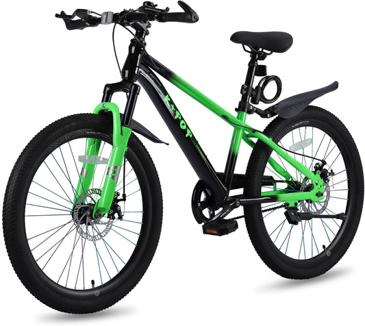 20 Inch/24 Inch Kids Mountain Bike,Single Speed Kid Bicycles for Boys & Girls Ages 8-12,Front Suspension Fork Kids' Bicycles with Dual-Disc Brake,Front and Rear Disc Brakes