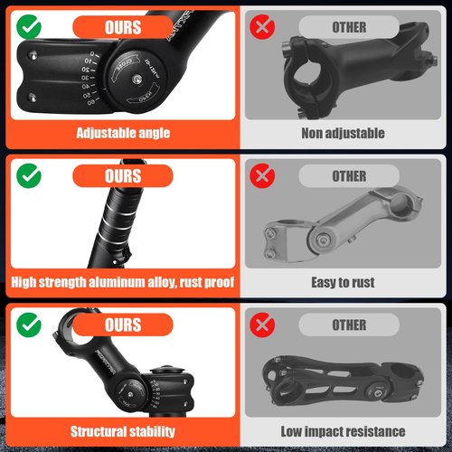 HAQQI Bike Stem Riser & Adjustable MTB Stem, 31.8mm Bike Stem Adjustable ±60 Degree, Aluminum Bicycle Handlebar Riser, Universal Bike Stem Riser Extender for MTB/Road/BMX/E-Bikes