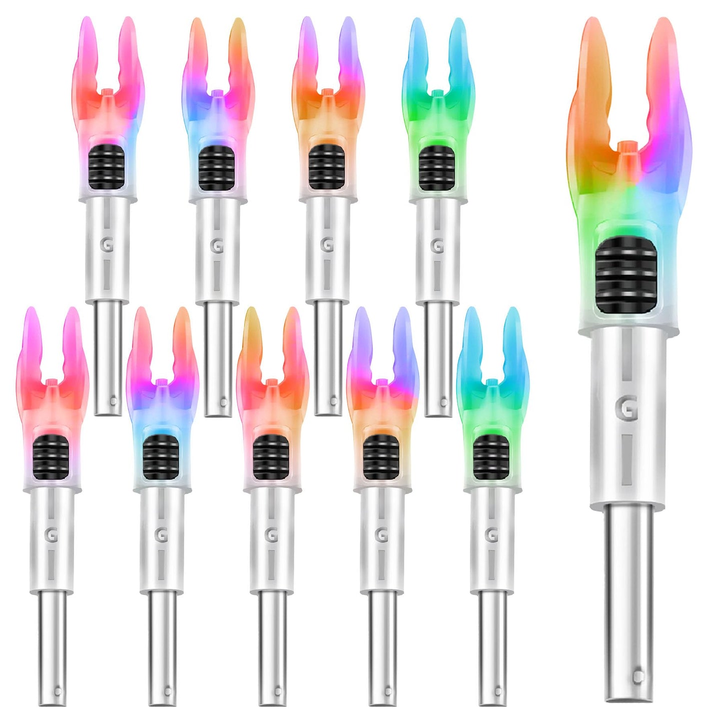 DEEPOWER 4/9 PCS G Lighted Nocks for Arrows .165 .204 .233 .244 .246 inch Inside Diameter with X,H,S,GT Bushings LED Lighted Nock and ON/Off Switch for Archrey Hunting