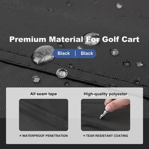 Explore Land 600D Waterproof Golf Cart Cover Fits for Most Brand 4 Passengers Car (Black)