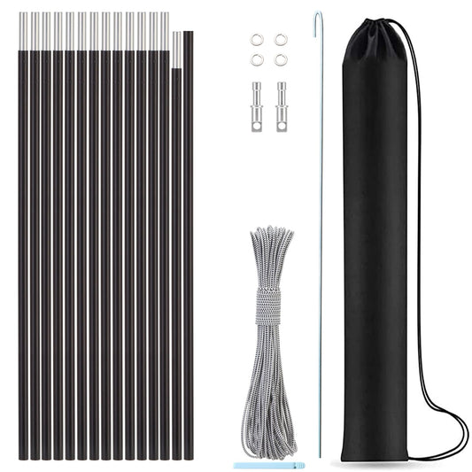 Aluminum Tent Poles Replacement, Pre-Assembled, Fits Both Ends, 7001 T6 Lightweight Tent Rod Repair Kit for Camping, Hiking, Backpacking (20ft 0.4in)