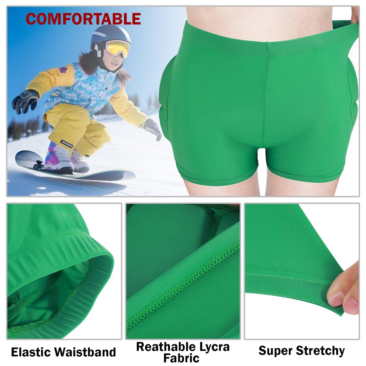 Kids Butt & Hip Padded Shorts for Skating,Youth Hip Protection Pads Figure Skating Shorts Crash Butt Pads for Tailbone & Butt (Pink, XX-Small)