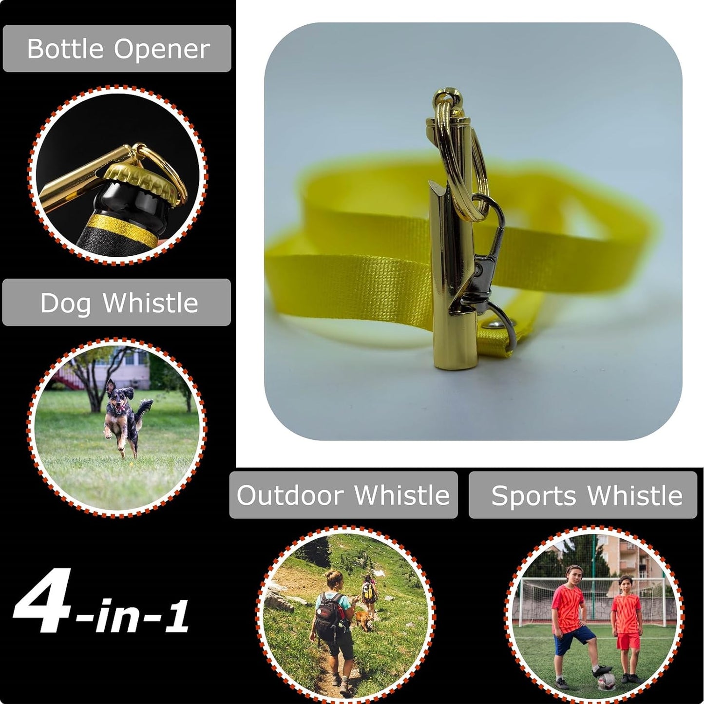 2-Pack Gentle-Tone Referee Whistle - Pea-Free Design for Youth Sports, Dog Training & Sensitive Ears with Keychain + Lanyard