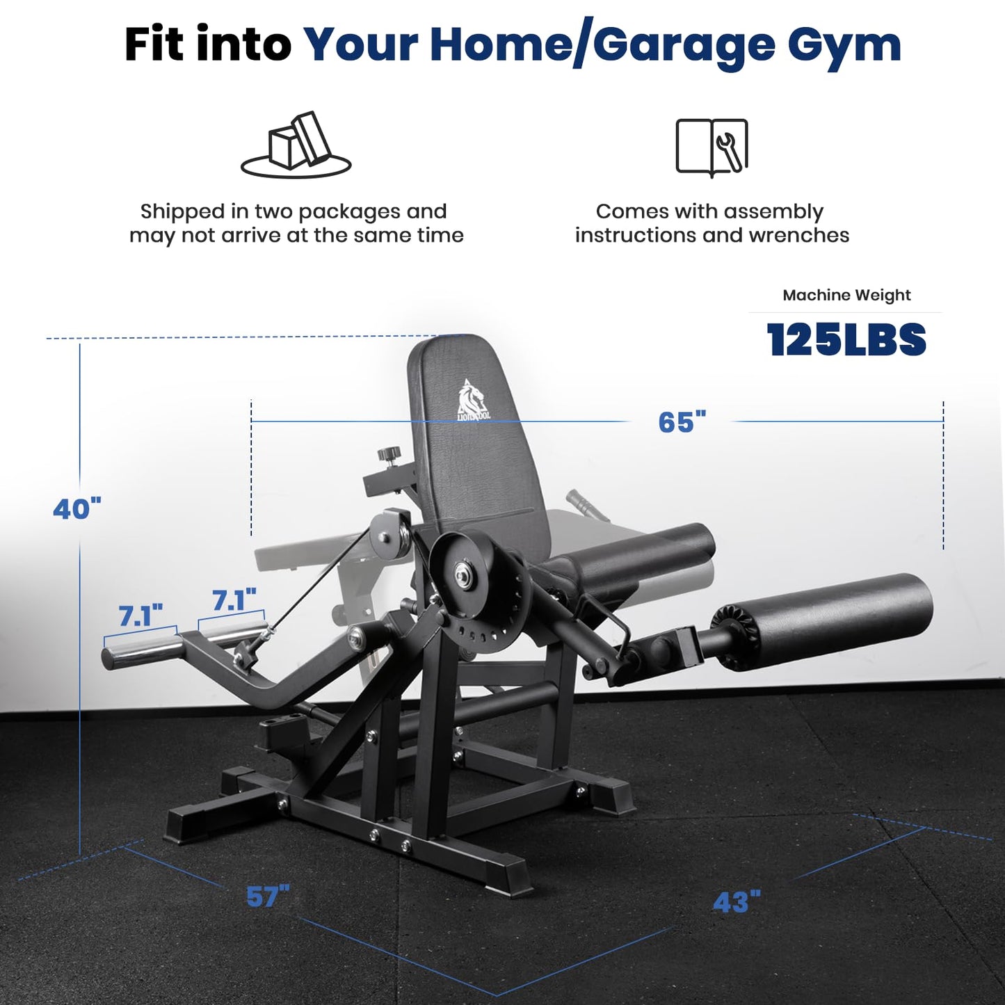 LIONSCOOL Leg Extension and Curl Machine Ultimate Ver. 4, 1100lbs Adjustable Seated Leg Extension, Lying Leg Curl Bench, Cable Operated 2” Plate Loadable Lower Body Exercise Equipment for Home Gym