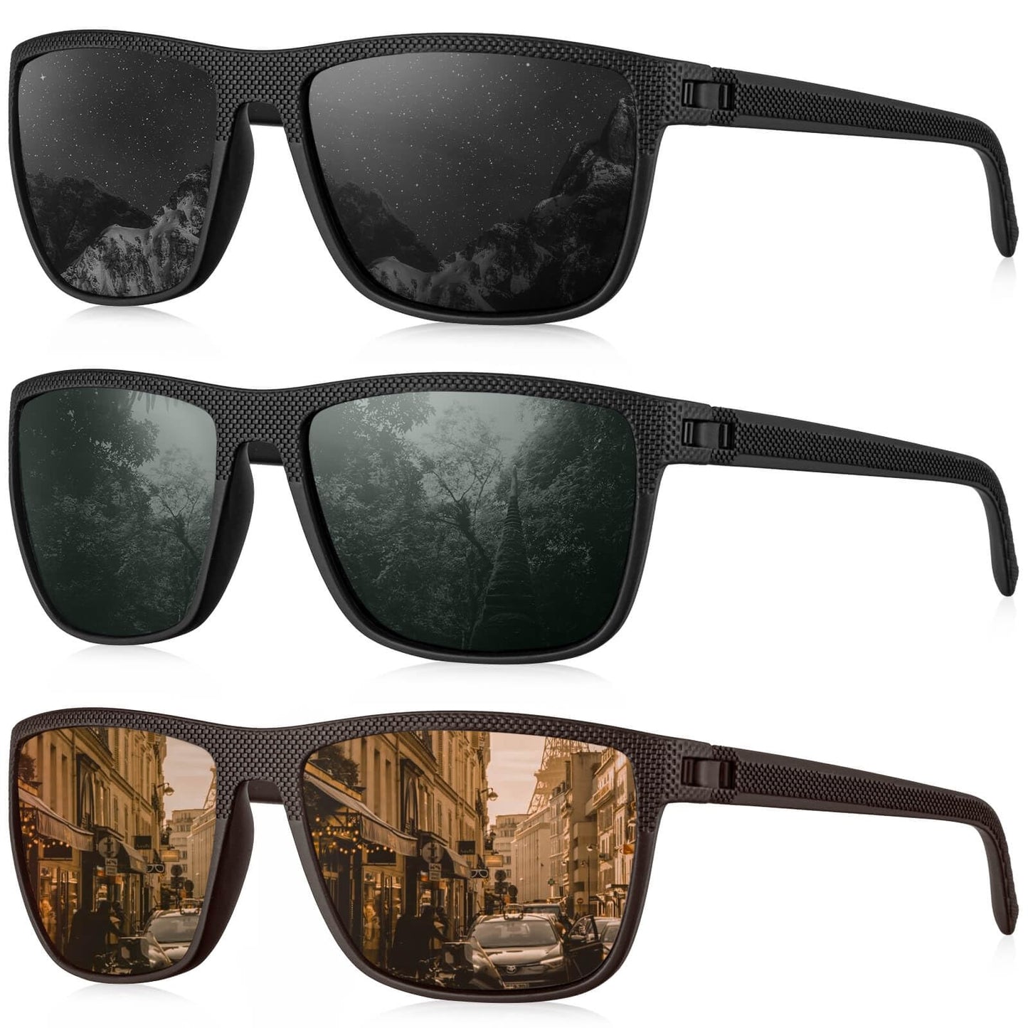 KALIYADI Polarized Sunglasses Men, Lightweight Mens Sunglasses Polarized UV Protection Driving Fishing Golf (Black/G15/Brown)