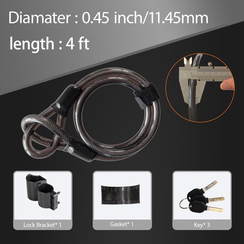 NOEAIKE Bike U Lock Heavy Duty Anti Theft with 4ft Security Steel Cable-3 Keys and Mounting Bracket Included,Bicycle Locks Perfect for Road,Mountain,Scooter and Ebike
