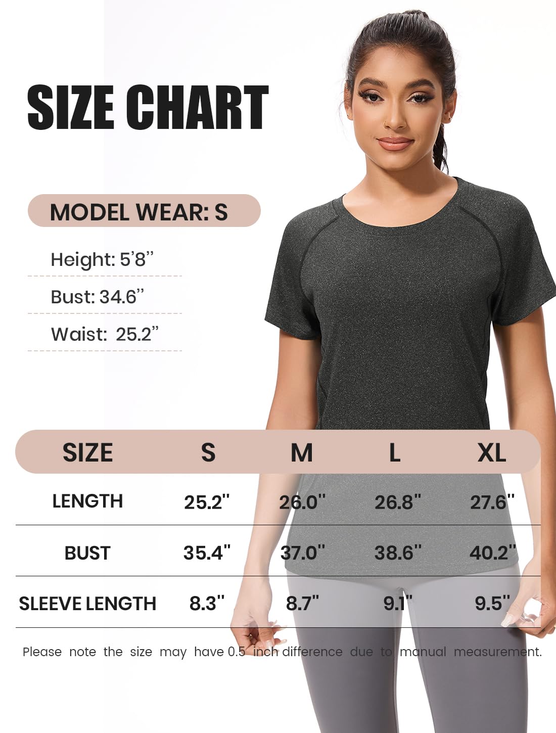 Cosy Pyro 4-Pack Women's Workout Tops Short Sleeve Black/Gray/Navy/Rose XL