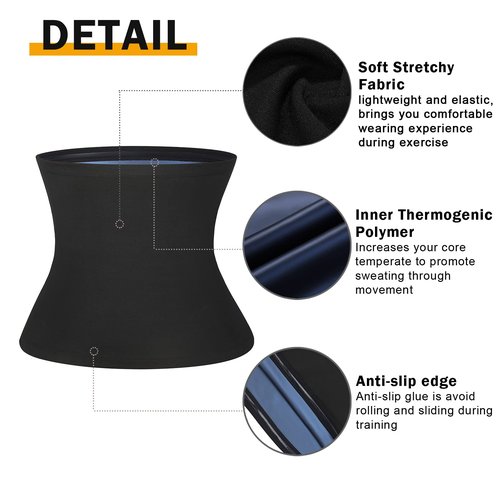 Waist trainer Slimmer Wrap for Men Sauna Belt Workout Slim Body Sweat Wrap for Stomach and Back Lumbar Support Blue L/XL