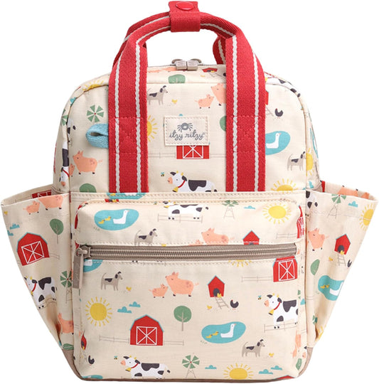 Itzy Ritzy Toddler Backpack - Daycare Bag - Features Adjustable Shoulder Straps, 2 Side Pockets & Spacious Interior with Wipeable Fabric Lining & Name Label, Strawberry Backpack