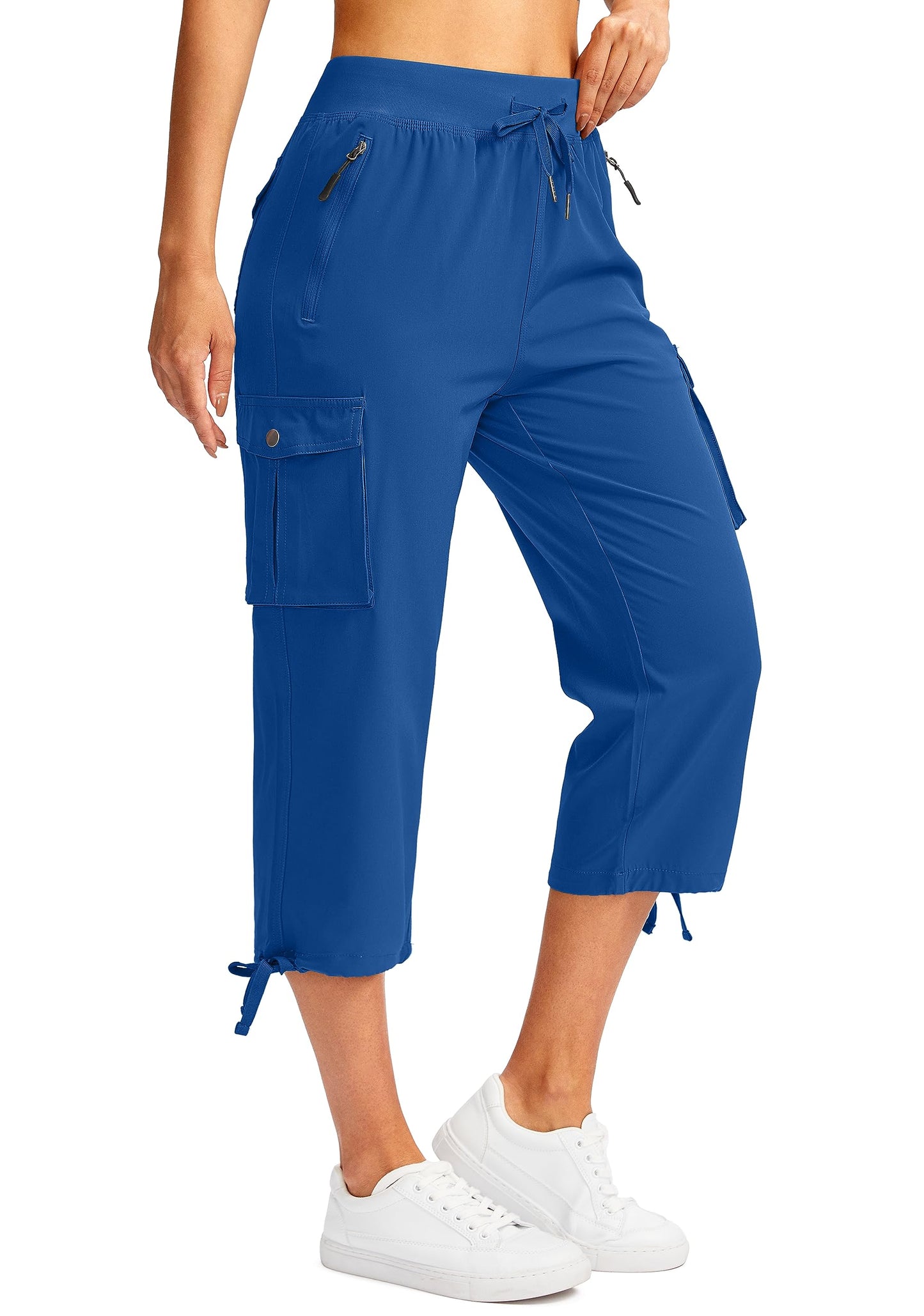 Soothfeel Women's Cargo Capris Pants with 6 Pockets Lightweight Quick Dry Travel Hiking Summer Pants for Women Casual (Royal Blue, 4XL)