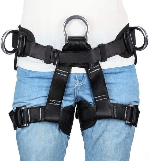 HandAcc Climbing belts, Thicken Professional Safety Belt with Magnesium Alloy Connection Ring, Outdoor Momentum Belt for Rock Climbing, Fire Rescue, Rappelling