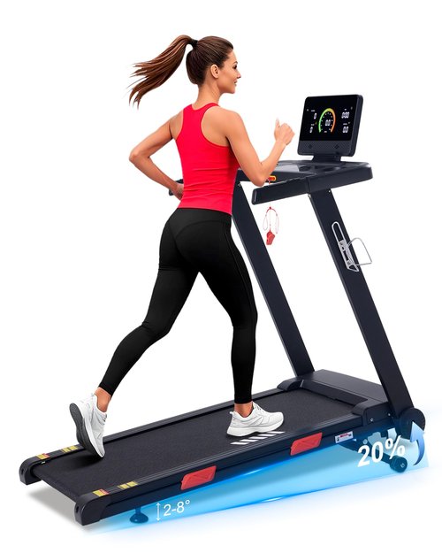 ATEEDGE Auto Incline Treadmill, 20% Incline, 3.0HP, 10 MPH Running Machine, 18.5" Wide Belt, 350 lbs Capacity, Treadmill for Home with Bluetooth App