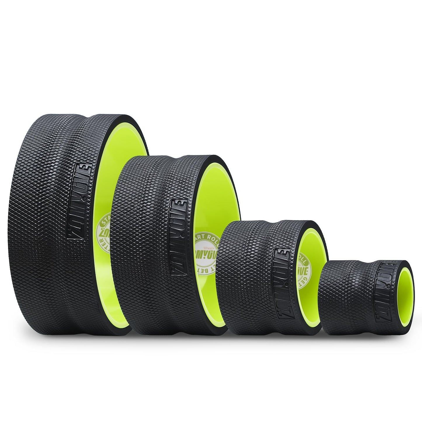 Back Roller Wheel - 4 Pack Yoga Foam Roller for Physical Therapy & Back Stretcher, Deep Tissue Massage for Pain Relief & Stretching | Green.