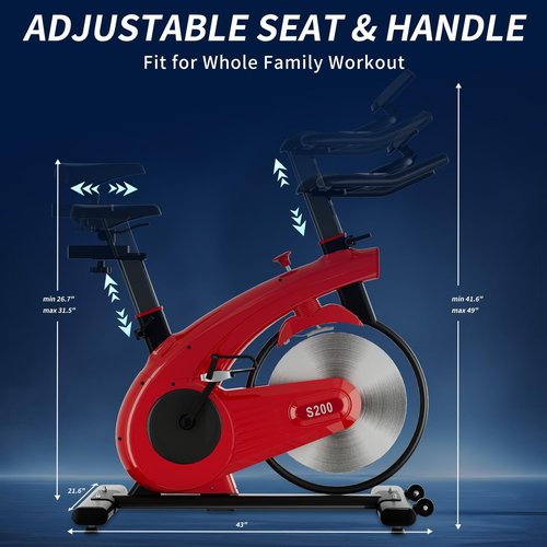 Exercise Bike,Indoor Cycling Bike,Stationary Bikes for Home with Silent Belt Drive，Adjustable Resistance& 300 LBS
