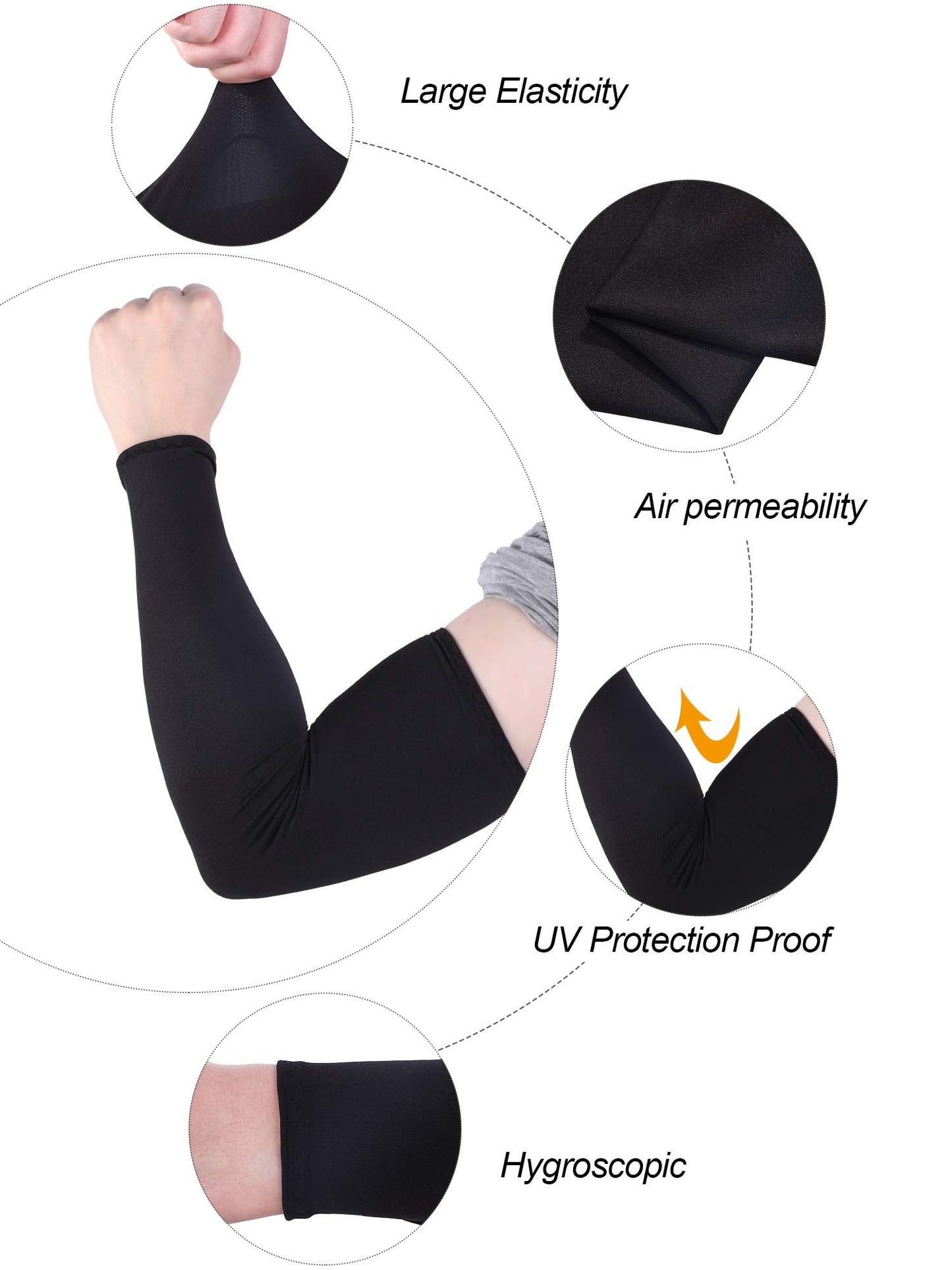 Mudder 8 Pairs UV Sun Protection Cooling Arm Sleeves for Men Women Youth Silk Compression Arm Cover Breathable Outdoors Sport