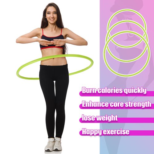 Motionchic 1pc Exercise Fitness Hoop Removable Adjustable Weighted Hoop Suitable for Weight Loss and Home Fat Burning Exercise Workouts Gym (Green)